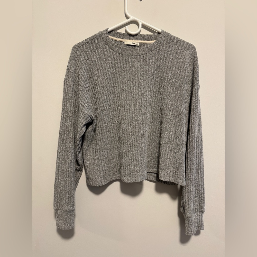 Wilfred Free Size M Gray Ribbed Long Sleeve Sweater